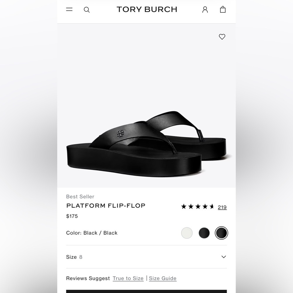 Tory Burch Black Platform Flip-Flop Sandals with Logo Detail